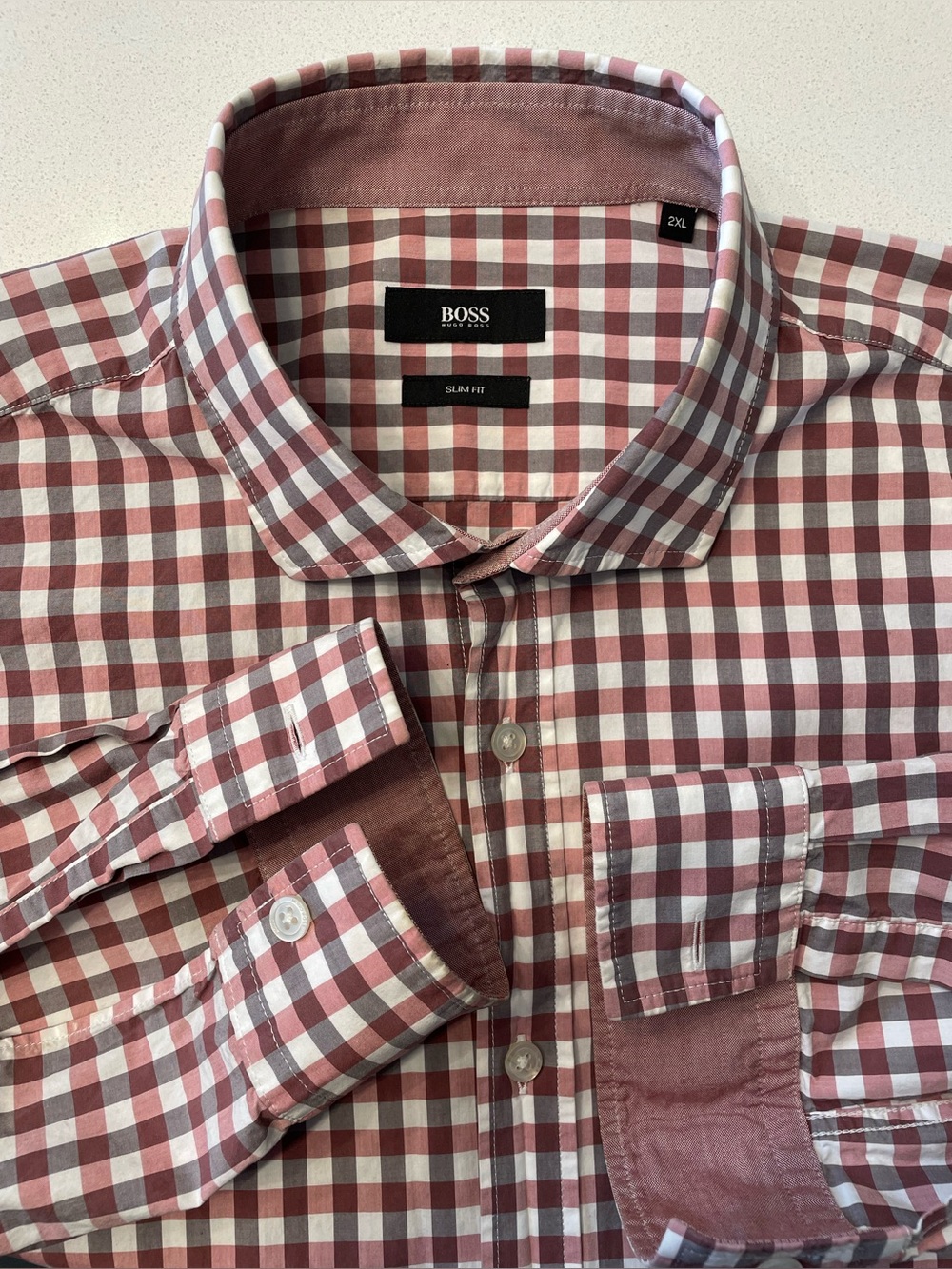 Hugo Boss - all cotton checkered shirt Size XL